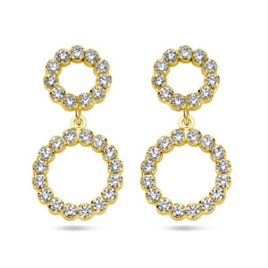 oorhangers cirkels swarovski 1 micron zilver verguld (geel)