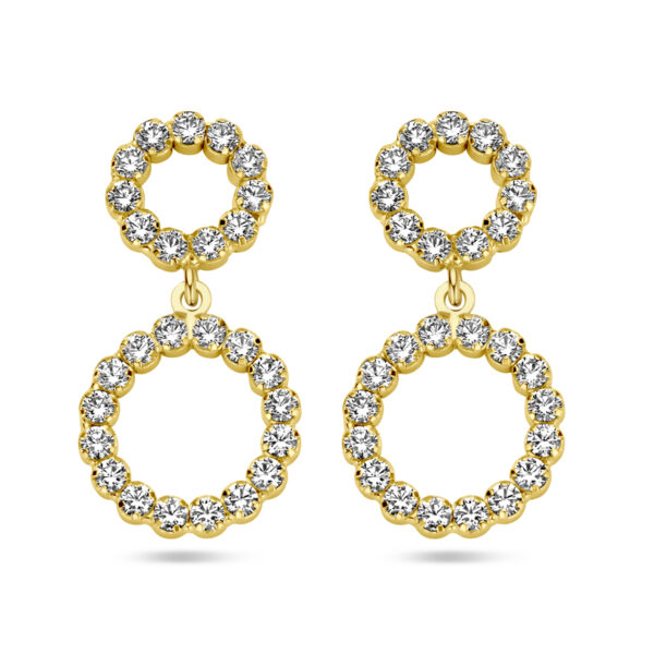 oorhangers cirkels swarovski 1 micron zilver verguld (geel)