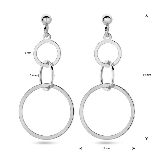 oorhangers cirkels zilver gerhodineerd - Afbeelding 4