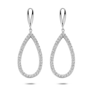 oorhangers druppel zirkonia 43 mm zilver gerhodineerd