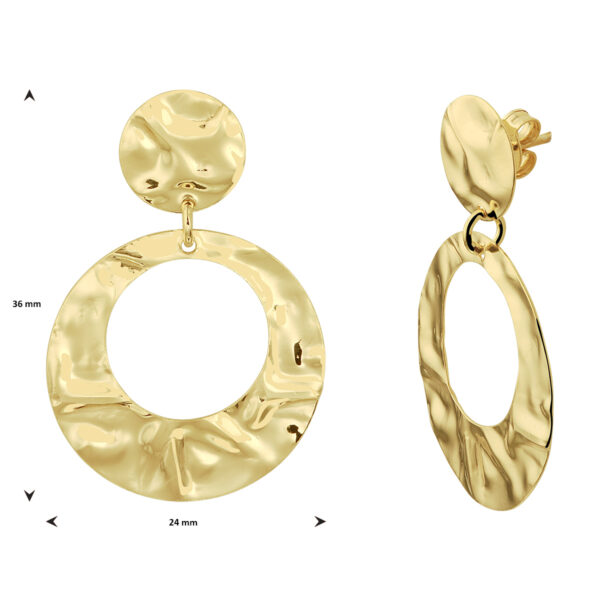 oorhangers gehamerd 1 micron zilver verguld (geel) - Afbeelding 3