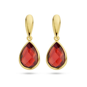 oorhangers granaat 14K geelgoud