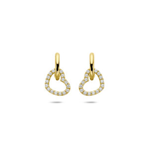 oorhangers hartje zirkonia 12 mm 14K geelgoud
