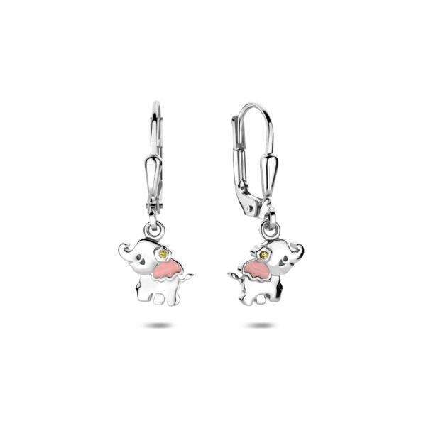 oorhangers olifant zirkonia brisur haak 23 mm zilver gerhodineerd - Afbeelding 3