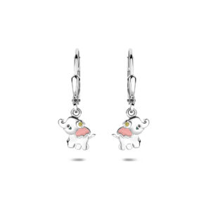 oorhangers olifant zirkonia brisur haak 23 mm zilver gerhodineerd