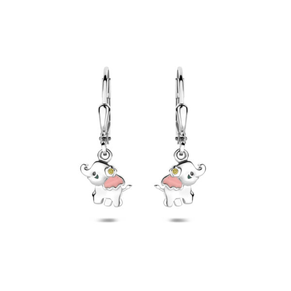 oorhangers olifant zirkonia brisur haak 23 mm zilver gerhodineerd
