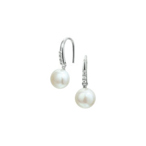 oorhangers parel en zirkonia franse haak zilver gerhodineerd