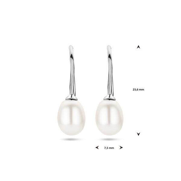 oorhangers parel franse haak 23,5 mm zilver gerhodineerd - Afbeelding 4