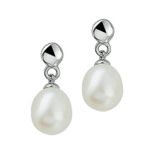 oorhangers parel zilver gerhodineerd