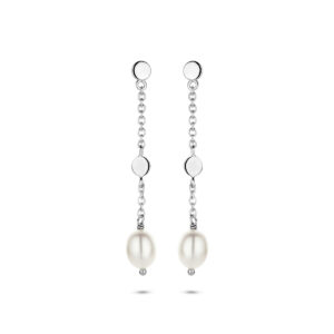 oorhangers parel zilver gerhodineerd