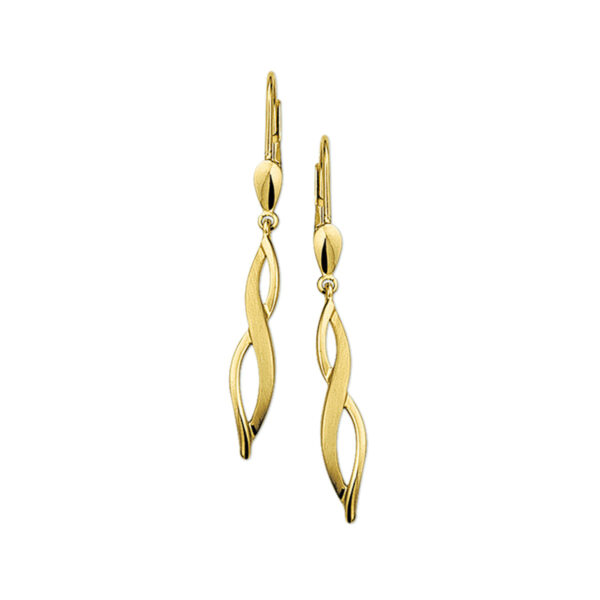 oorhangers poli/mat brisur haak 14K geelgoud