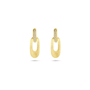 oorhangers poli/mat diamant 0.04ct (2x 0.02ct) h si 16 mm 14K geelgoud