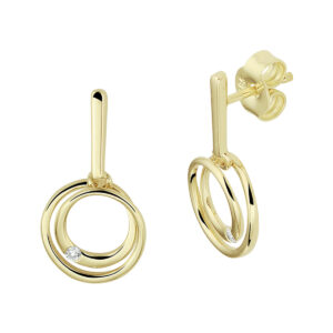 oorhangers rond diamant 0.040ct (2x 0.02ct) h si 14K geelgoud