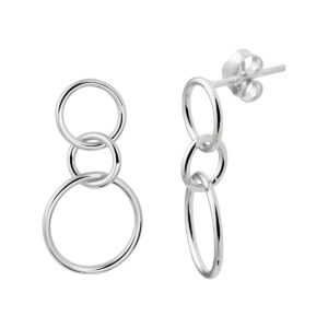 oorhangers rondjes zilver gerhodineerd