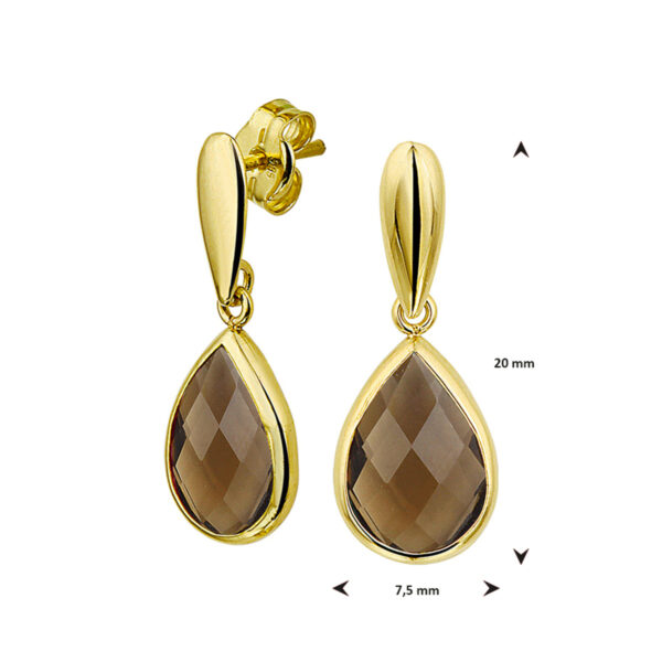 oorhangers rookkwarts 14K geelgoud - Afbeelding 3