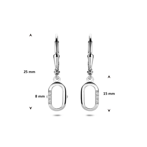 oorhangers zirkonia brisur haak 25 mm zilver gerhodineerd - Afbeelding 4