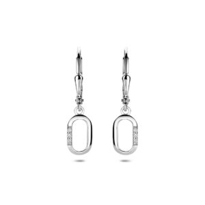 oorhangers zirkonia brisur haak 25 mm zilver gerhodineerd