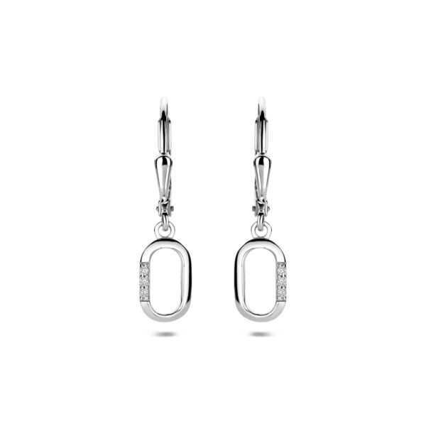 oorhangers zirkonia brisur haak 25 mm zilver gerhodineerd