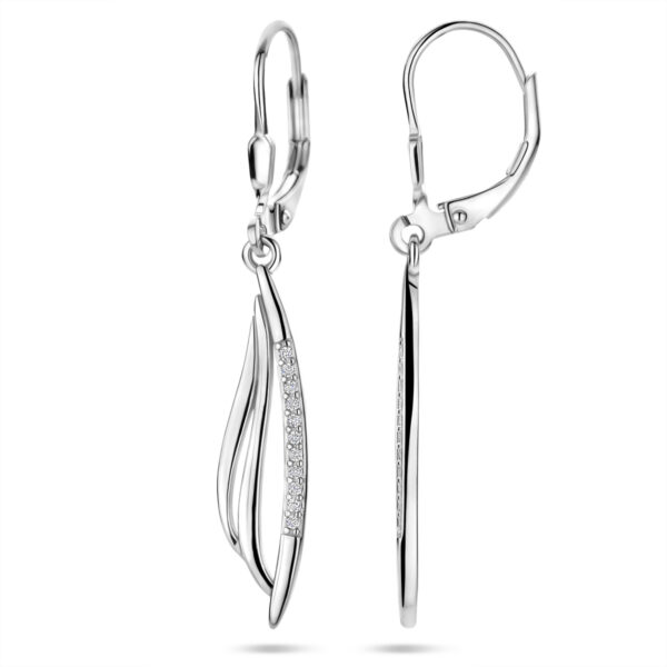 oorhangers zirkonia brisur haak 41 mm zilver gerhodineerd - Afbeelding 3