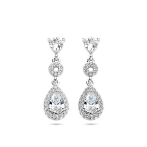 oorhangers zirkonia halo zilver gerhodineerd