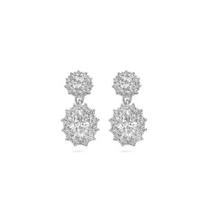 oorhangers zirkonia halo zilver gerhodineerd