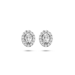 oorknoppen diamant 0.29ct (2x0.145ct) h si halo 14K witgoud