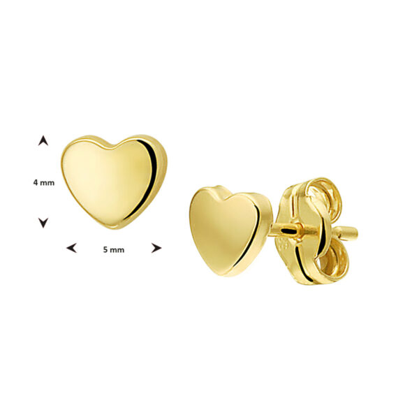 oorknoppen hart 14K geelgoud - Afbeelding 4