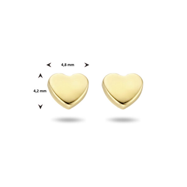 oorknoppen hart 4 mm 14K geelgoud - Afbeelding 4