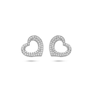 oorknoppen hartje zirkonia 10 mm zilver gerhodineerd