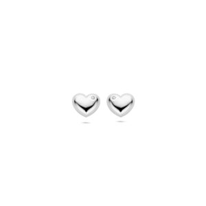 oorknoppen hartje zirkonia 9,5 mm zilver gerhodineerd