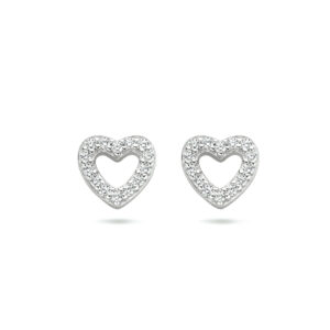 oorknoppen hartje zirkonia zilver gerhodineerd