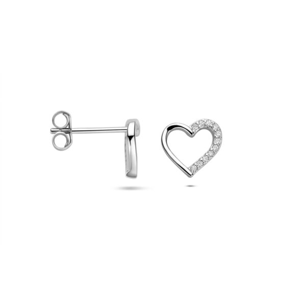 oorknoppen hartjes zirkonia 9 mm zilver gerhodineerd - Afbeelding 3