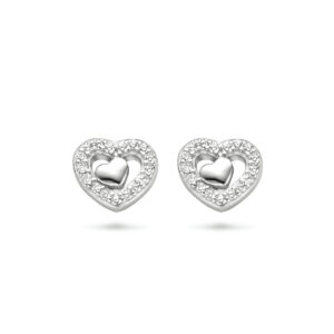 oorknoppen hartjes zirkonia zilver gerhodineerd