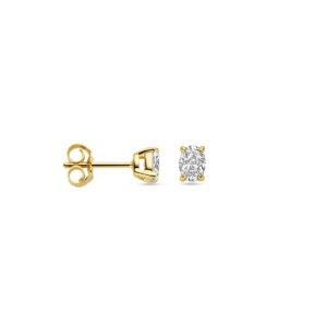 oorknoppen lab grown diamant 0.50ct. (2x 0.25ct) h si 5 mm 14K geelgoud