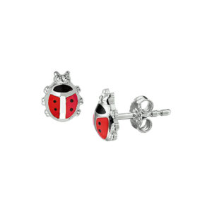 oorknoppen lieveheersbeestje zilver gerhodineerd