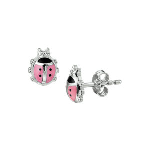 oorknoppen lieveheersbeestje zilver gerhodineerd
