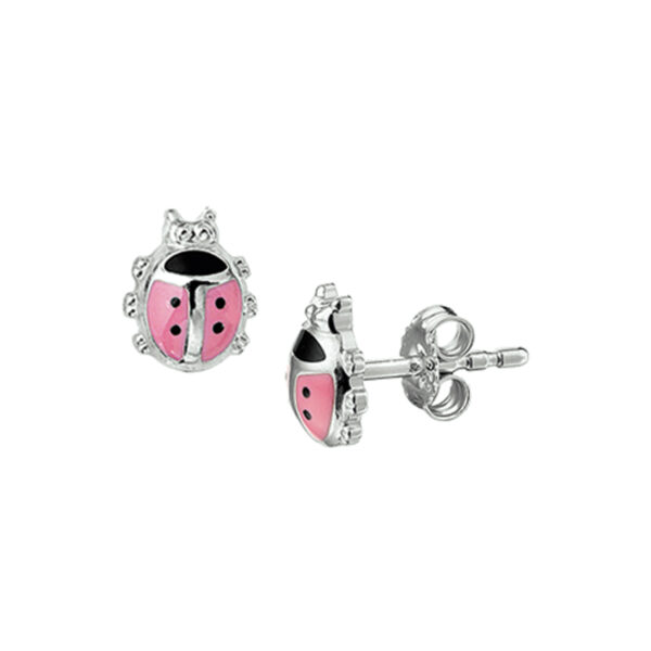 oorknoppen lieveheersbeestje zilver gerhodineerd