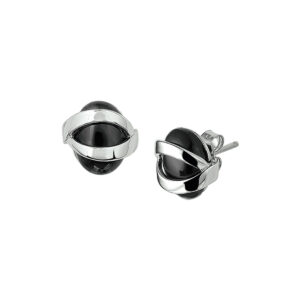 oorknoppen onyx zilver gerhodineerd