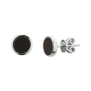 oorknoppen onyx zilver gerhodineerd