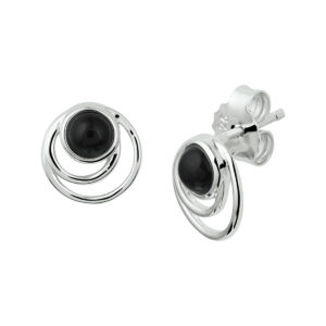 oorknoppen onyx zilver gerhodineerd