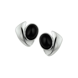 oorknoppen onyx zilver gerhodineerd