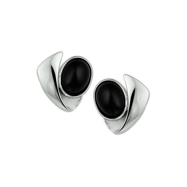 oorknoppen onyx zilver gerhodineerd