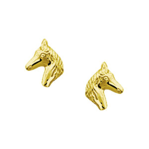 oorknoppen paardenhoofd 14K geelgoud