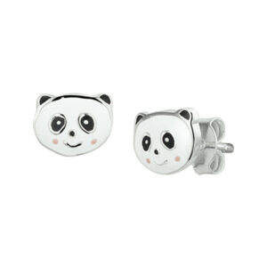 oorknoppen panda zilver wit