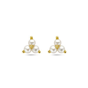 oorknoppen parel 1 micron zilver verguld (geel)