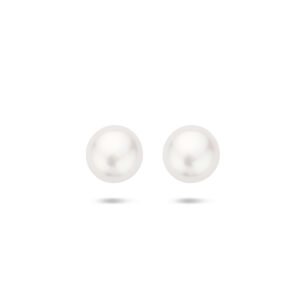 oorknoppen parel zilver gerhodineerd