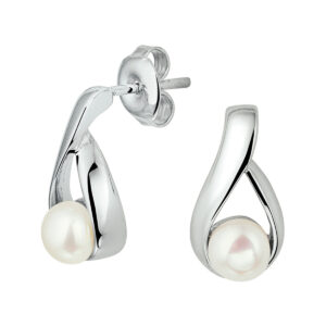 oorknoppen parel zilver gerhodineerd