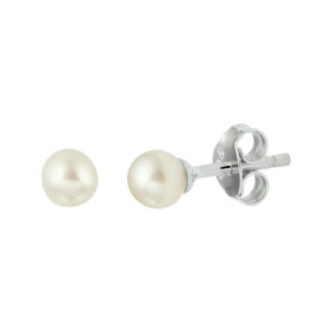oorknoppen parel zilver gerhodineerd