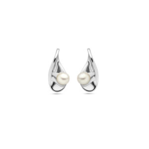 oorknoppen parel zilver gerhodineerd