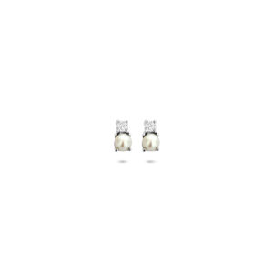 oorknoppen parel zirkonia 5,5 mm zilver gerhodineerd